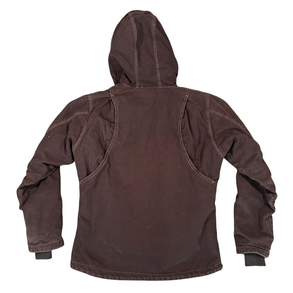 Vintage Women’s Bernie Quilted Lined Canvas Jacket Hooded Work Wear Brown Sz M - Picture 5 of 5